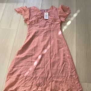 Girls' Coral Ruffle Sleeve Dress